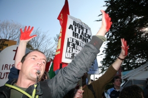Protesting outside the Fianna Fail Ard-Fheis